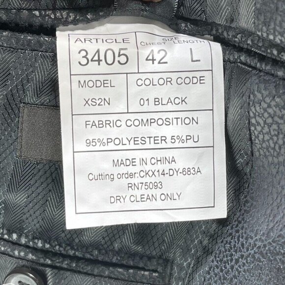 Camiloni Italia Black Blazer Jacket Mens Size 42L Polyester & PU - Picture 14 of 15